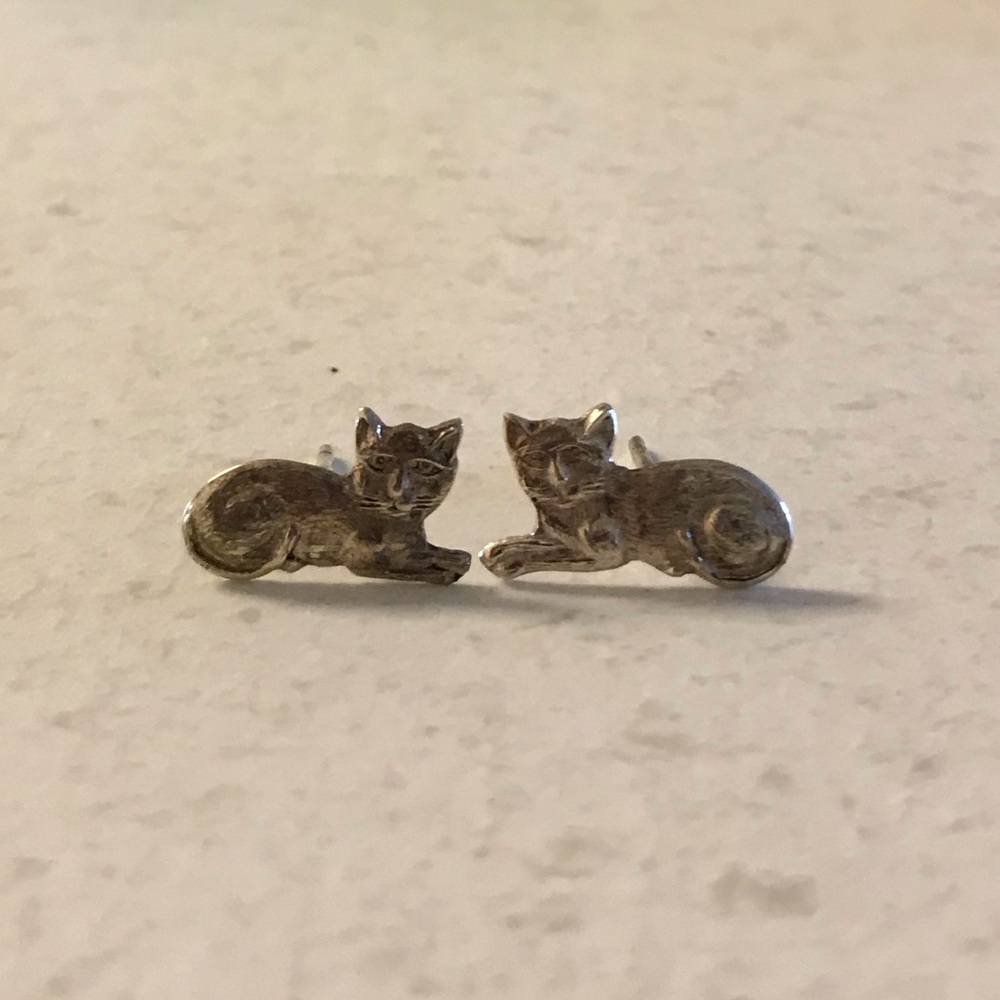 😻 Vintage Sterling Silver Cat Earrings 😻